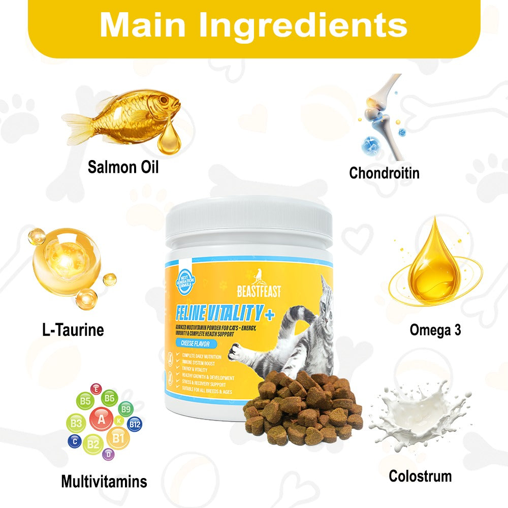 Beast Feast Feline Vitality+ Cat Multivitamins for Energy, Immunity & Complete Health Support