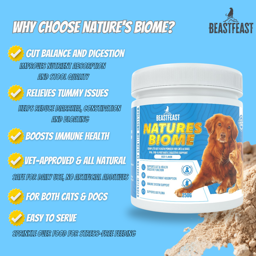 Beast Feast Nature's Biome Probiotic Powder for Cats & Dogs – Gut Health & Digestion Support