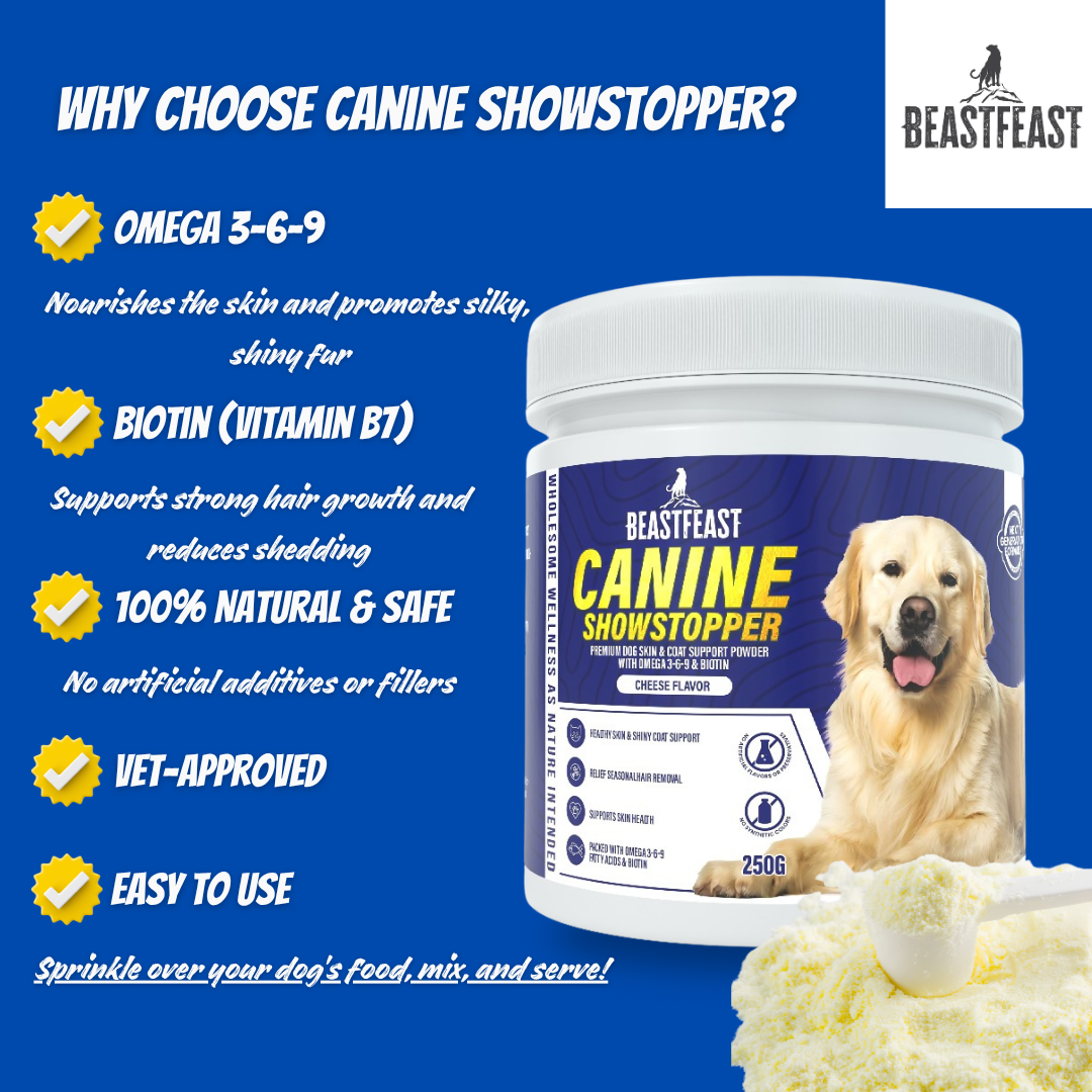 Beast Feast Canine Showstopper - Dog Skin & Coat Booster Powder with Omegas & Biotin