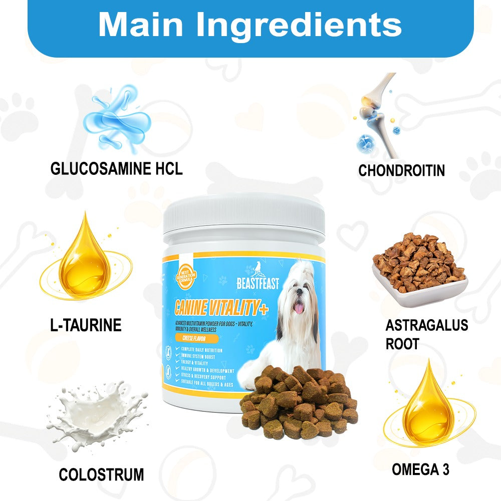 Beast Feast Canine Vitality+ Dog Multivitamins for Vitality, Immunity & Overall Wellness Support